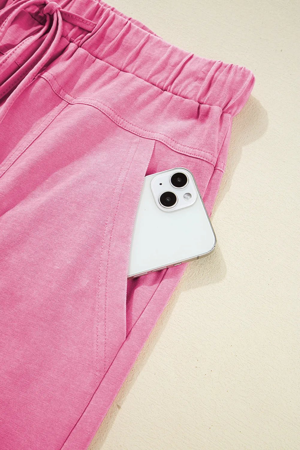 Bonbon Mineral Wash Exposed Seam Drawstring High Waist Cargo Pants Love Salve